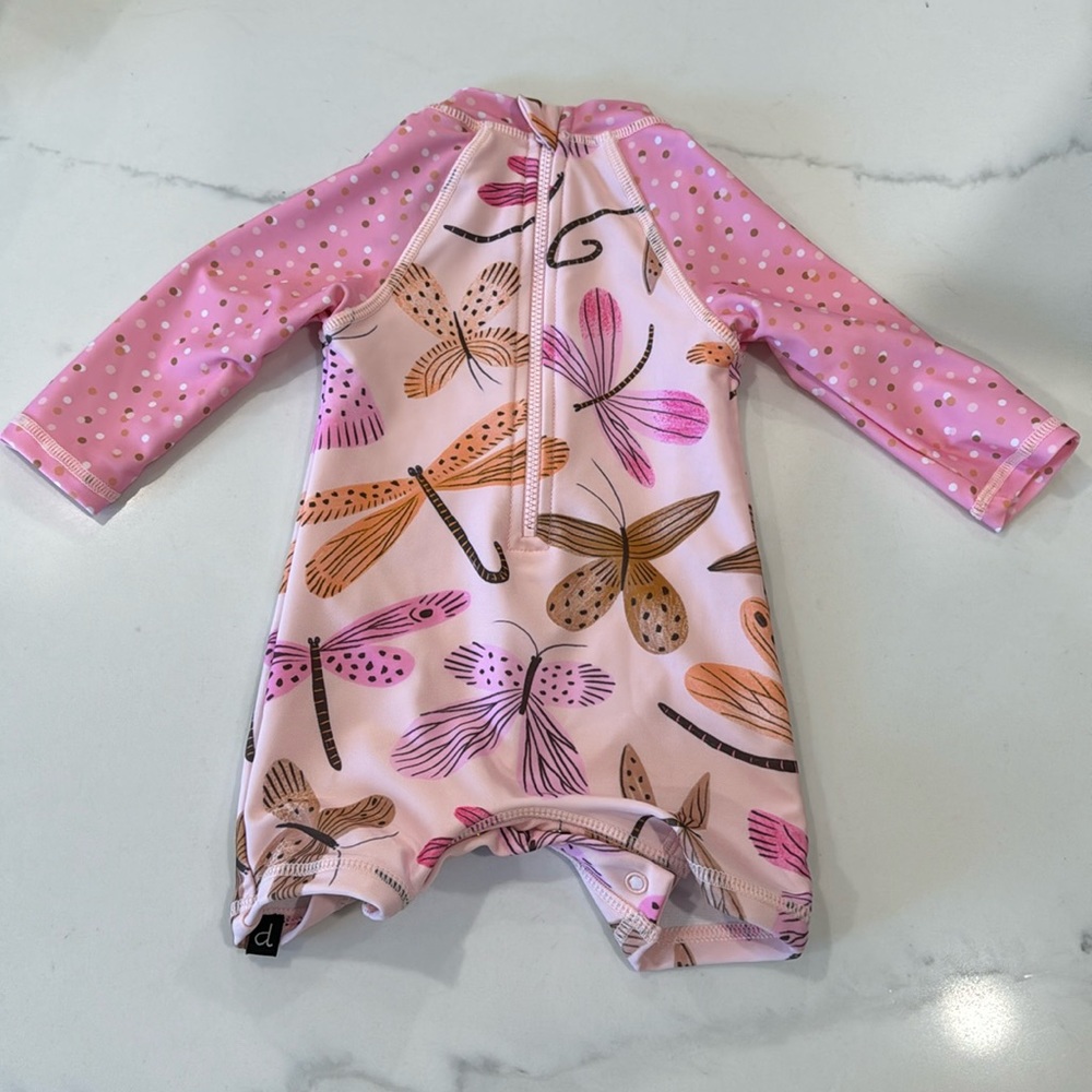One Piece Long Sleeve Rashguard Printed Dragonflies | 3-6m